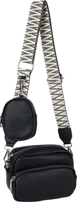 Produktbild von styleBREAKER Damen Umhängetaschen Set 2-Teilig, gemusterter Schultergurt und ovale Börse, Rechteckige Crossbody Bag Einfarbig 02012405