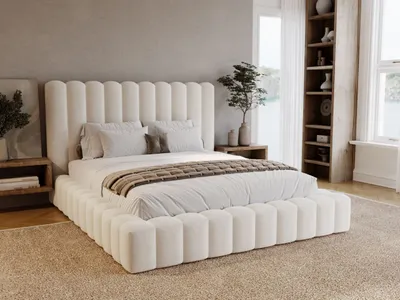 Produktbild von GrainGold Polsterbett Rotto 180x200 cm - Bett 180x200, Polsterbett mit Bettkasten und Lattenrost - Creme (Komodo 10)