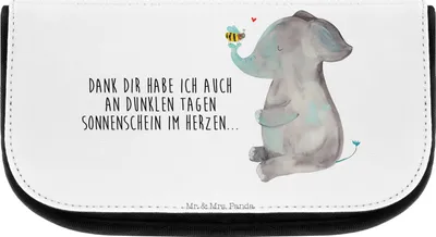 Produktbild von Mr. & Mrs. Panda kosmetiktäschchen Elefant Biene - Weiß - Geschenk, Heiratsantrag, Necessaire, Organizer, Make-up, Schminktasche, Liebesspruch, Lustige Sprüche, Liebe