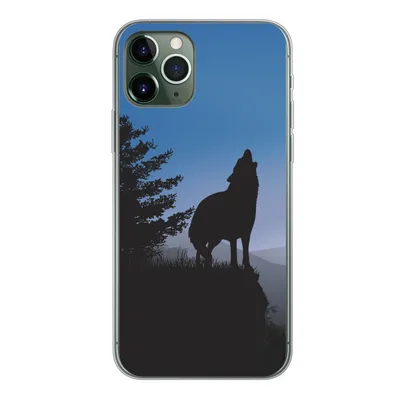 Produktbild von MuchoWow® Handyhülle Schutzhülle Hülle für iPhone 11 Pro Wolf - Bäume - Scherenschnitt Silikon Softcase Handy Hülle - Handy