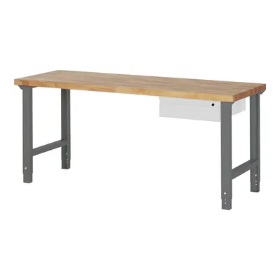 Produktbild von STIER Höhenverstellbare Werkbank Premium, 1 Schublade, 200x70x79-114cm, robustes Design, ideal für anpassbare und ergonomische Arbeitsbereiche in Werkstätten