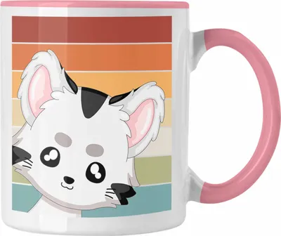 Produktbild von Trendation - Katze Tasse Geschenk Grafik für Katzenliebhaber Katzenmama Papa Retro Vintage (Rosa)