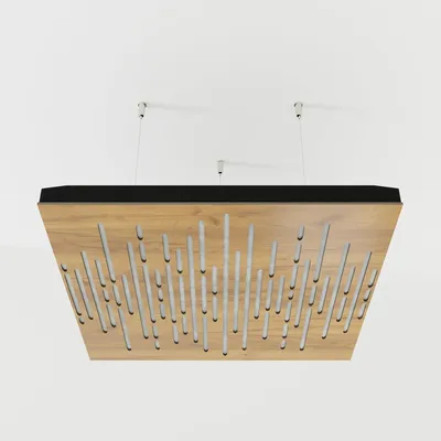 Produktbild von 4er-Set Akustik-Deckenpaneele WAVE Samt 50x50x5 cm, Eiche/Weiß