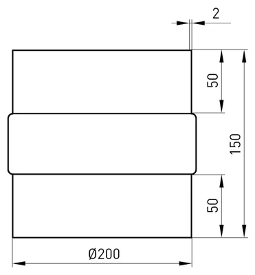 Produktbild von Raik Basic Adapter 200mm schwarz L: 150mm für Rauchrohr / Ofenrohr