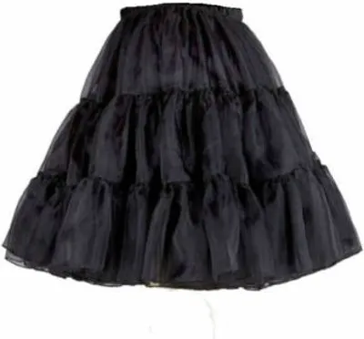 Produktbild von 50er 60er Jahr Petticoat Tüllrock Dirndl Rock Unterrock Tütü Damenrock Kurz 45cm Schwarz L/XL