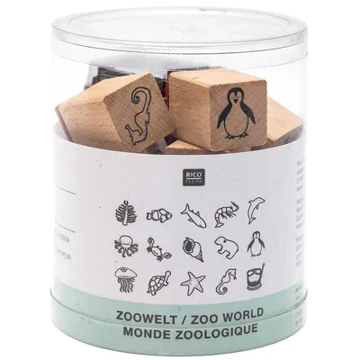 Image de Rico Design peinture acrylique set de tampons en bois naturel monde zoologique