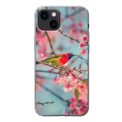 Produktbild von MuchoWow® Handyhülle Schutzhülle Hülle für iPhone 13 mini Vogel - Sakura - Farben Silikon Softcase Handy Hülle - Softcase