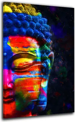 Produktbild von Meditation Buddha Pop Art Leinwandbild Wandbild Dekoration Kunst XL: 120x180x4cm