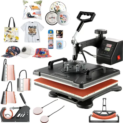 Image de SucceBuy Presse à chaud 8 en 1, presse à t-shirt de 38 x 30 cm pour l'impression de tasses, de chapeaux, de plaques et la sublimation, multifonctionnelle, 220 V