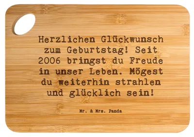 Produktbild von Mr. & Mrs. Panda Frühstücksbrettchen Spruch 2006 Geburtstag - Transparent - Geschenk, Schneidebrett, Frühstücksbrett, Alles gut zum, Strahlen, Geburtstagsgeschenk