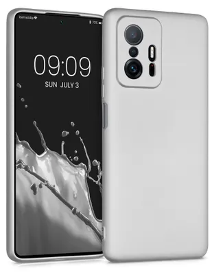 Produktbild von kwmobile Handyhülle für Xiaomi 11T / 11T Pro Hülle - Silikon Case metallisch schimmernd - Schutzhülle Cover - Metallic Silber