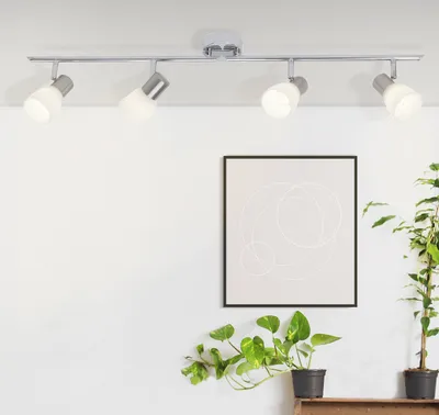 Produktbild von BRILLIANT LED Spotrohr Janna | zeitloser Wandstrahler | 4-flammig | Metall/Glas | eisen/chrom/weiß | Köpfe schwenkbar | 4x E14 max 40 W