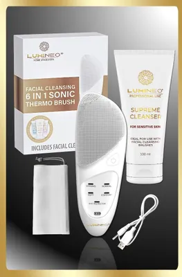 Obrázek produktu pro Szczoteczka do twarzy Sonic LUMINEO perłowa + żel do skóry wrażliwej