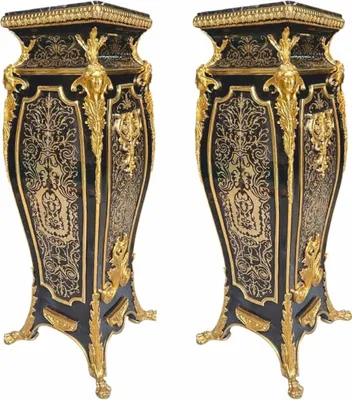 Image de Casa Padrino Ensemble de colonnes baroques noir / or H. 125 cm - Meubles baroques somptueux