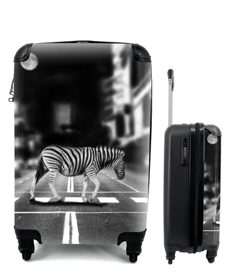Produktbild von MuchoWow® Koffer Handgepäck Trolley Rollkoffer Kleine Reisekoffer mit 4 Rollen - Zebrastreifen - Cabin Size < 55x40x23 cm & 55x40x20 cm - Fotokoffer - Kabinenkoffer - Boardgepäck - Reise-Box - Reisekoffer - Reisegepäck - Koffer mit Bild - Trolley für Kinder