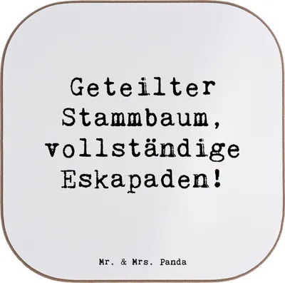 Produktbild von Mr. & Mrs. Panda Untersetzer Glas Spruch Halbbruder Eskapaden - Weiß - Geschenk, Dankeschön, Geschwister, Abenteuer, Familie, Verbundenheit, gläseruntersetzer, Liebe