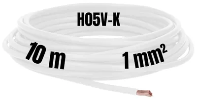 Productafbeelding van Kalitec, 10 meter, H05V-K, 1 mm², witte installatiedraad. Flexibele aderleiding, PVC, enkele ader, litze van 1 mm², fijnadrig, enkele draad, kabel met enkele draad, schakeldraad, vlamvertragend