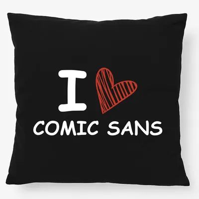 Produktbild von Huuraa Kissen I love Comic Sans Herz 40x40cm mit Füllung Black Baumwolle Dekokissen Geschenkidee
