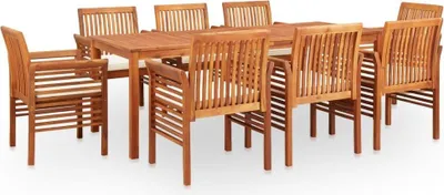 Image de Ensemble de jardin avec coussins en bois massif d'acacia Ensemble de salle à manger