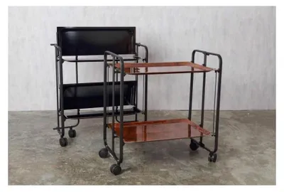 Produktbild von DON HIERRO - Klappbarer Servierwagen BAUHAUS mit Rollen – Metallgestell schwarz, 2 Ebenen, 4 Positionen