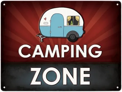 Produktbild von Camping Zone Metallschild XXL mit Wohnwagen Motiv Schild Blechschild