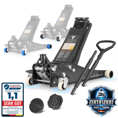 Produktbild von STAHLWERK Wagenheber 3 t 73-500mm Rangierwagenheber Weisse Silent-Gummirollen