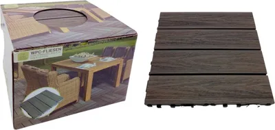 Produktbild von WPC-Fliesen 0,81m² 30x30cm Holzoptik Bodenfliese Terrassenfliese Balkonfliese
