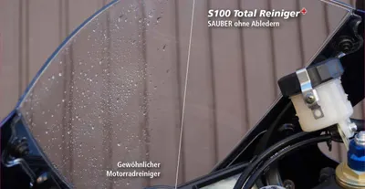 Produktbild von S100 Motorrad Total Reiniger+ mit Sprühflasche 100 ml.