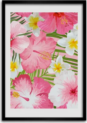 Produktbild von Bild - Bilderrahmen - Foto - 70 cm x 100 cm - MDF - Rahmen - Wandkunst - Tropische Blumen