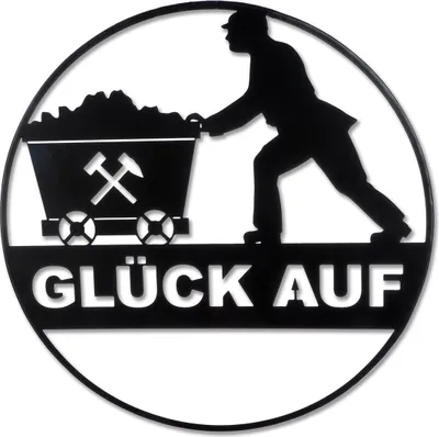 Produktbild von GILDE Wandrelief, rund, "Glück Auf", Spruch, Metall, schwarz,  L. 1 cm, D. 40 cm 69909