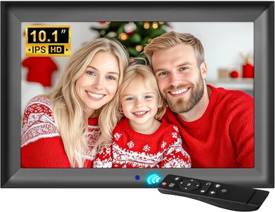 Produktbild von Digitaler Bilderrahmen, 10,1 Zoll Elektronischer Fotorahmen, 1280x800 IPS Unterstützt, Mit Kalender-Funktion, Foto-/Musik-/Video-Player/Wetter/Wecker