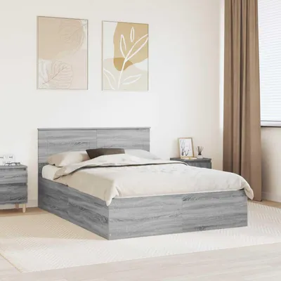Obrázek produktu pro Maison Exclusive – rám postele Graues Sonoma 150 x 200 cm dřevěný materiál