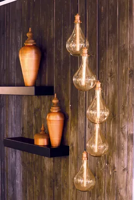 Productafbeelding van Hanglamp, 5 lichtpunten, diameter 30 cm, hoogte 190 cm, model QUIRINA, glas, antiek koper