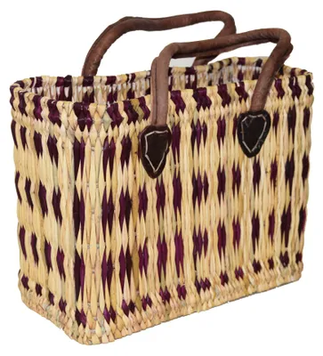 Immagine prodotto di Borsa in seagrass piccola maniglia corta cesto per la spesa cesto in vimini cesto in vimini cesto in vimini, viola