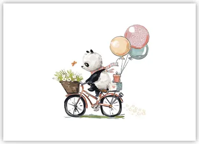 Produktbild von Poster - Poster ohne Rahmen - Panda Fahrrad Kinder - 70x50 cm - Wand Bild - Wanddeko - Wandbilder - Kunstposter - Wandposter - Bilder - Kunstdruck - Wanddekoration - Wandbild - P2XAA70x50-4707