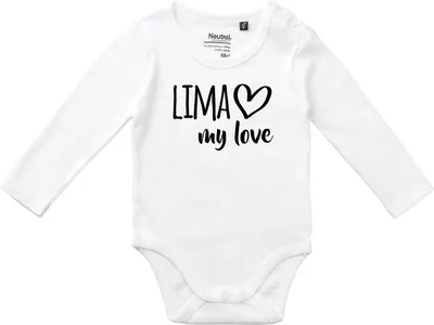 Produktbild von Huuraa Baby Body Lima my love 68 White  Baumwolle Fairtrade Langarmbody Geschenkidee