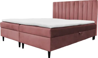Produktbild von Boxspringbett FERO , Bonell-Matratze 2Bettkästen und Topper Premium Doppelbett , 160 x 200 cm , ( Rosa - Kronos 29 )