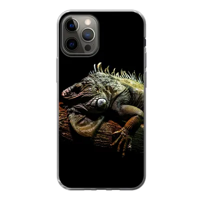 Produktbild von MuchoWow® Handyhülle Schutzhülle Hülle für iPhone 12 Pro Tier - Zweig - Schwarz Silikon Softcase Handy Hülle - Abdeckung