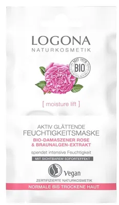 Immagine prodotto di LOGONA Naturkosmetik Bio Active Maschera idratante levigante per pelli normali e secche con rosa damascena biologica ed estratto di alga bruna Kalpariane per un effetto lifting Naturale e Vegan 15ml