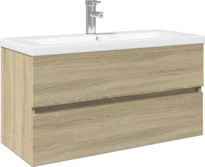 Produktbild von 2-tlg. Badmöbel-Set Keramik und Holzwerkstoff