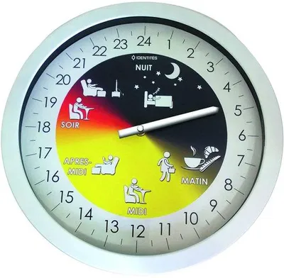 Image de Horloge murale Alzheimer pour le salon, personnes âgées, aide à la mobilité, affichage 24 heures, indication précise des différents moments de la journée, silencieuse