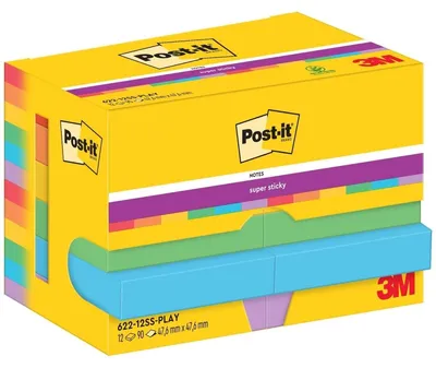 Produktbild von Post-it - Notizblock 622 Super Sticky 47,6x47,6mm Verspielt 12 Stück