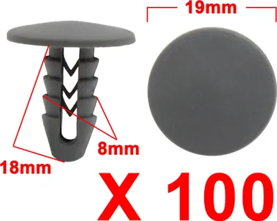 Image de Auto Voiture Rivets en Plastique à Glissière Porte Habillage Les Clips retenue 8mm 100pcs Gris