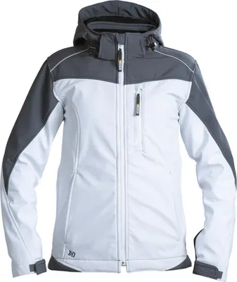 Imagen del producto de Chaqueta softshell Dassy Jakarta 300435, para mujer, modelo PES21, talla S, color blanco/gris cemento