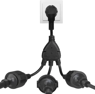 Produktbild von Doppelstecker für Steckdose - 3-fach Steckdosenadapter - 3-fach Schuko-Steckdosenleiste - Geerdete Verlängerungskabel