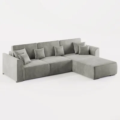 Produktbild von ECKSOFA LUMO L Rechts Grau Velours-Stoff mit Schlaffunktion und Bettkasten