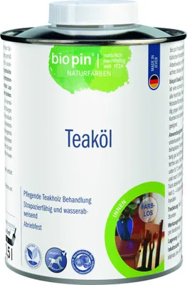 Produktbild von Biopin Naturfarben Teaköl 500 ml farblos