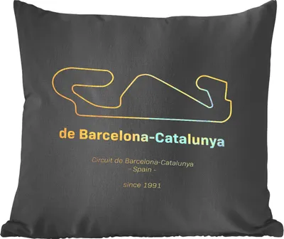 Produktbild von MuchoWow® Zierkissen Sofakissen Wohnzimmer Dekokissen 40x40 cm Formel 1 - Rennstrecke - Barcelona - Foto Kissen - Schlafzimmer Dekoration