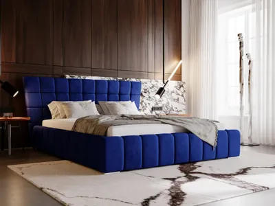Produktbild von GRAINGOLD Doppelbett 120x200 cm Paris - Exklusive Polsterbett mit Bettkasten, Samtstoff & Lattenrost - Dunkelblau (Magic velvet 2216)