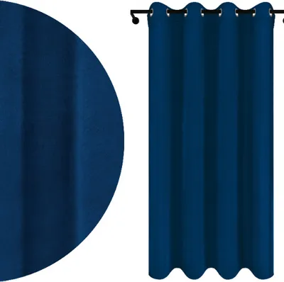 Zdjęcie produktu dla Voppi Zasłona okienna na przelotkach 140 x 280 cm gruba granatowa zasłona do salonu pokoju